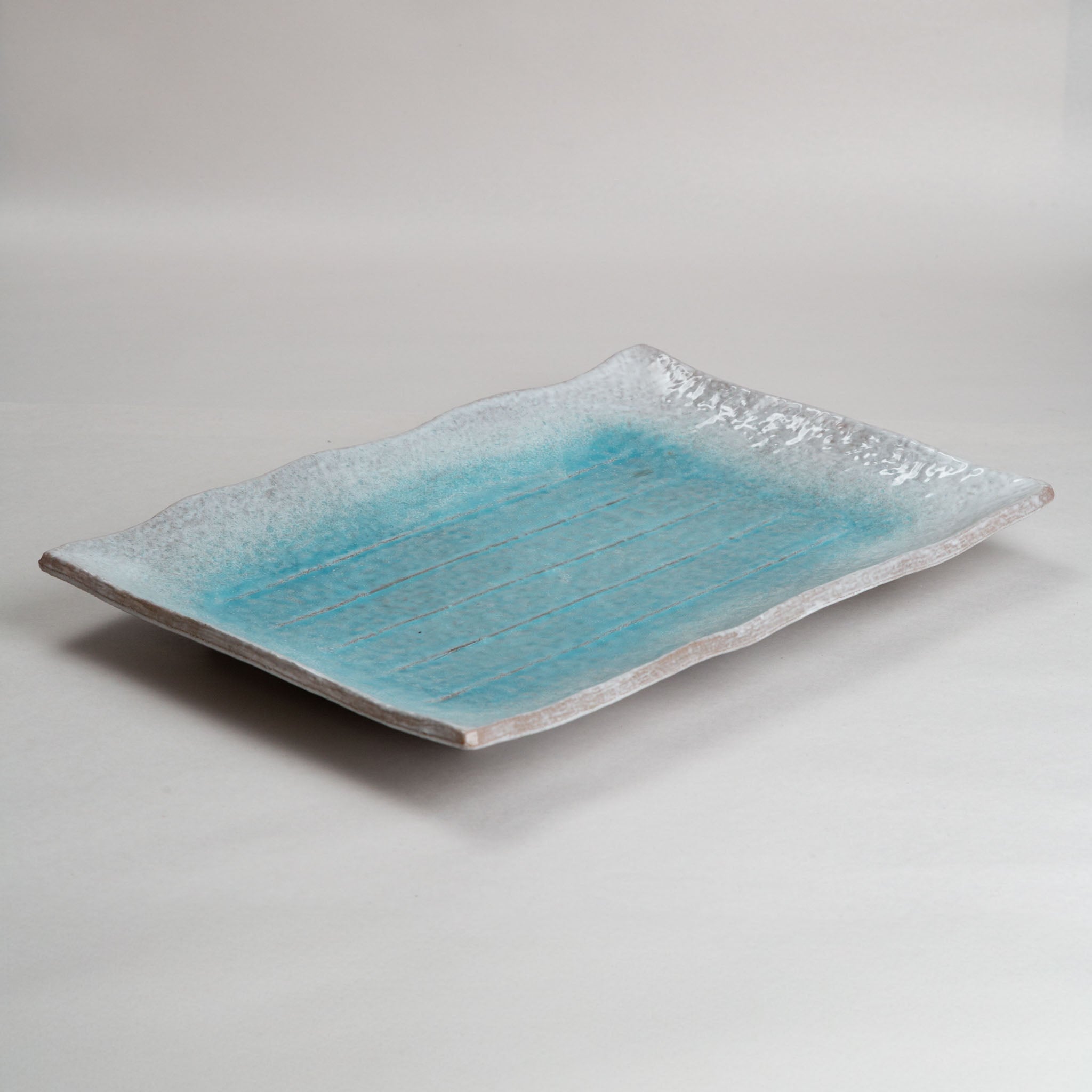 118-5789 Blue on grey rec. serving plate