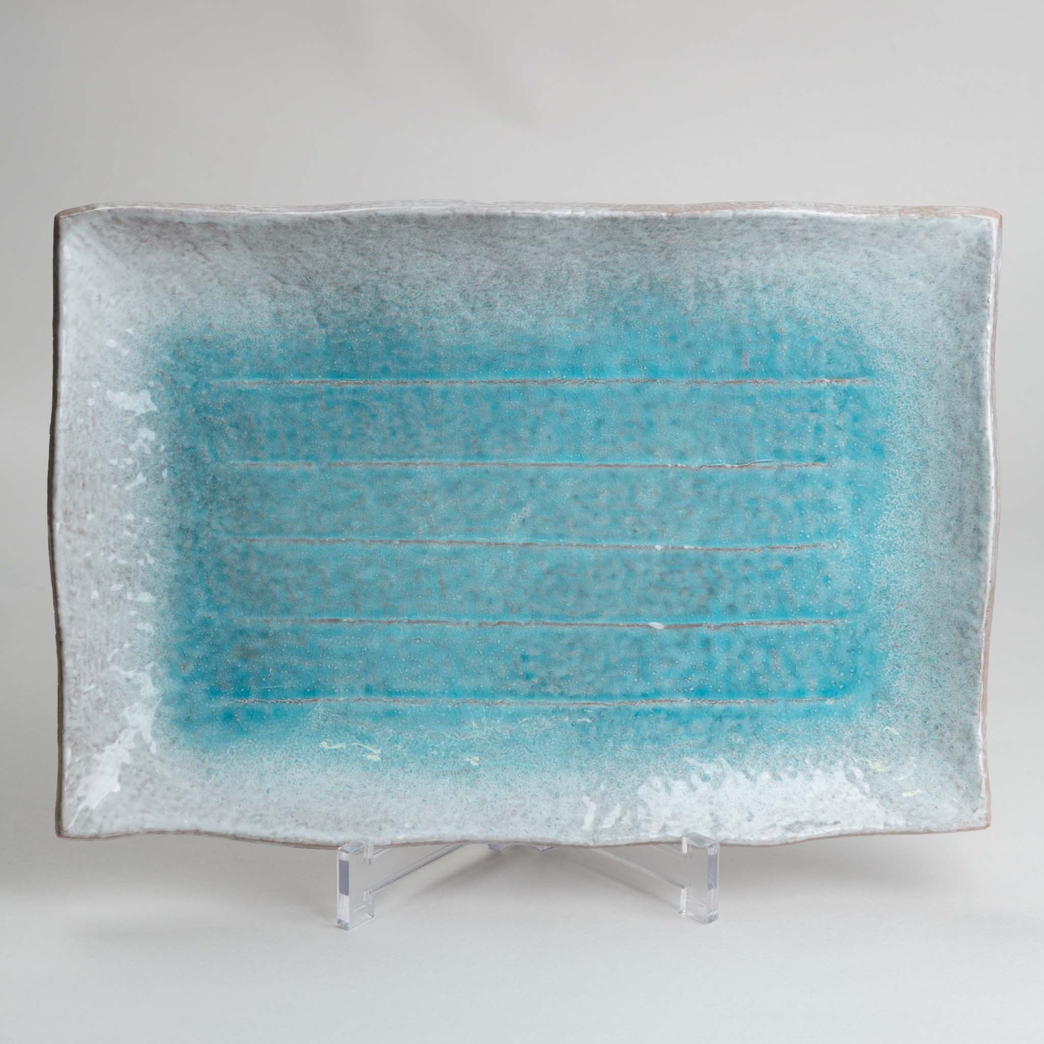 118-5789 Blue on grey rec. serving plate