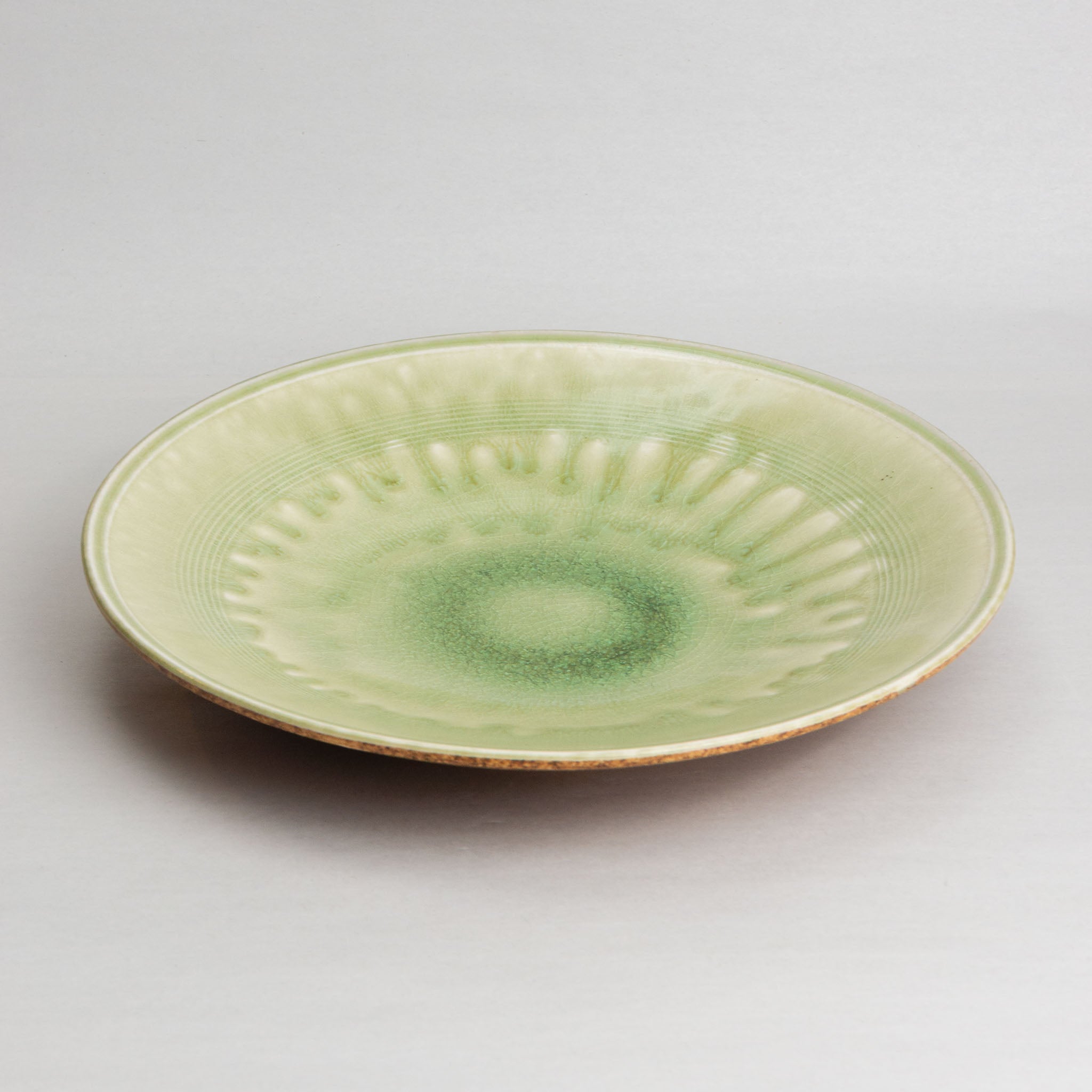 119-7326 Green ash glaze plate