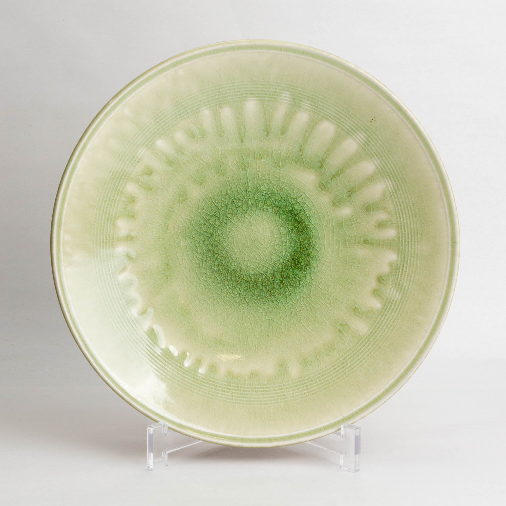119-7326 Green ash glaze plate