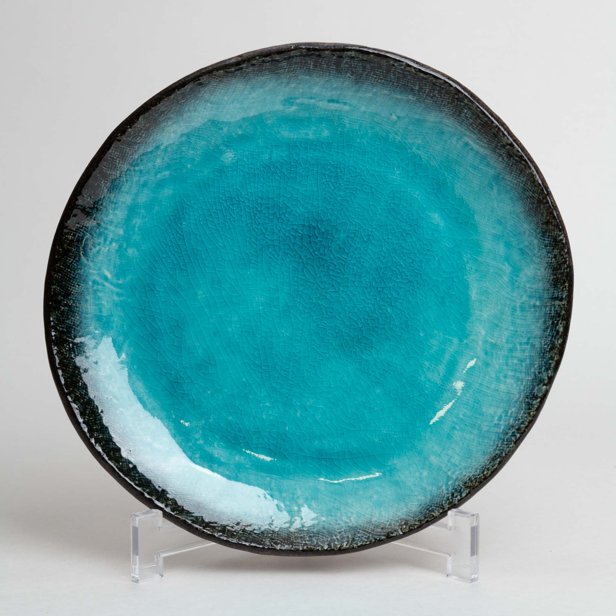 121-1965 Blue crackle-glaze dinner plate