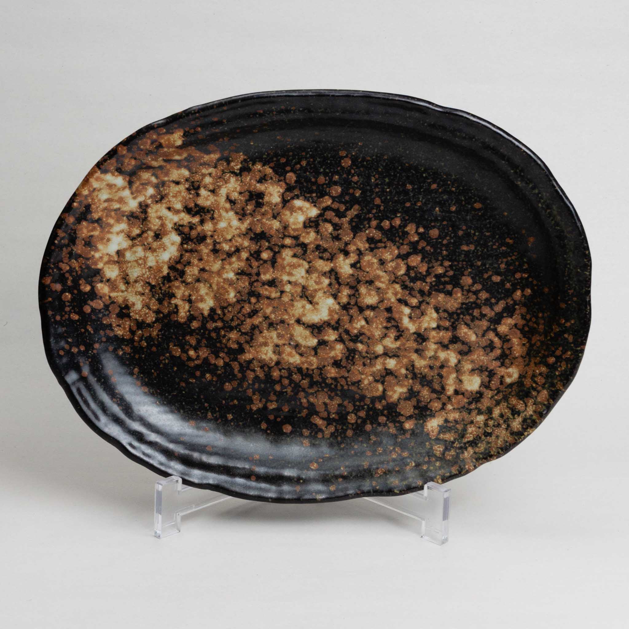 128-5040 Bizen oval dinner plate