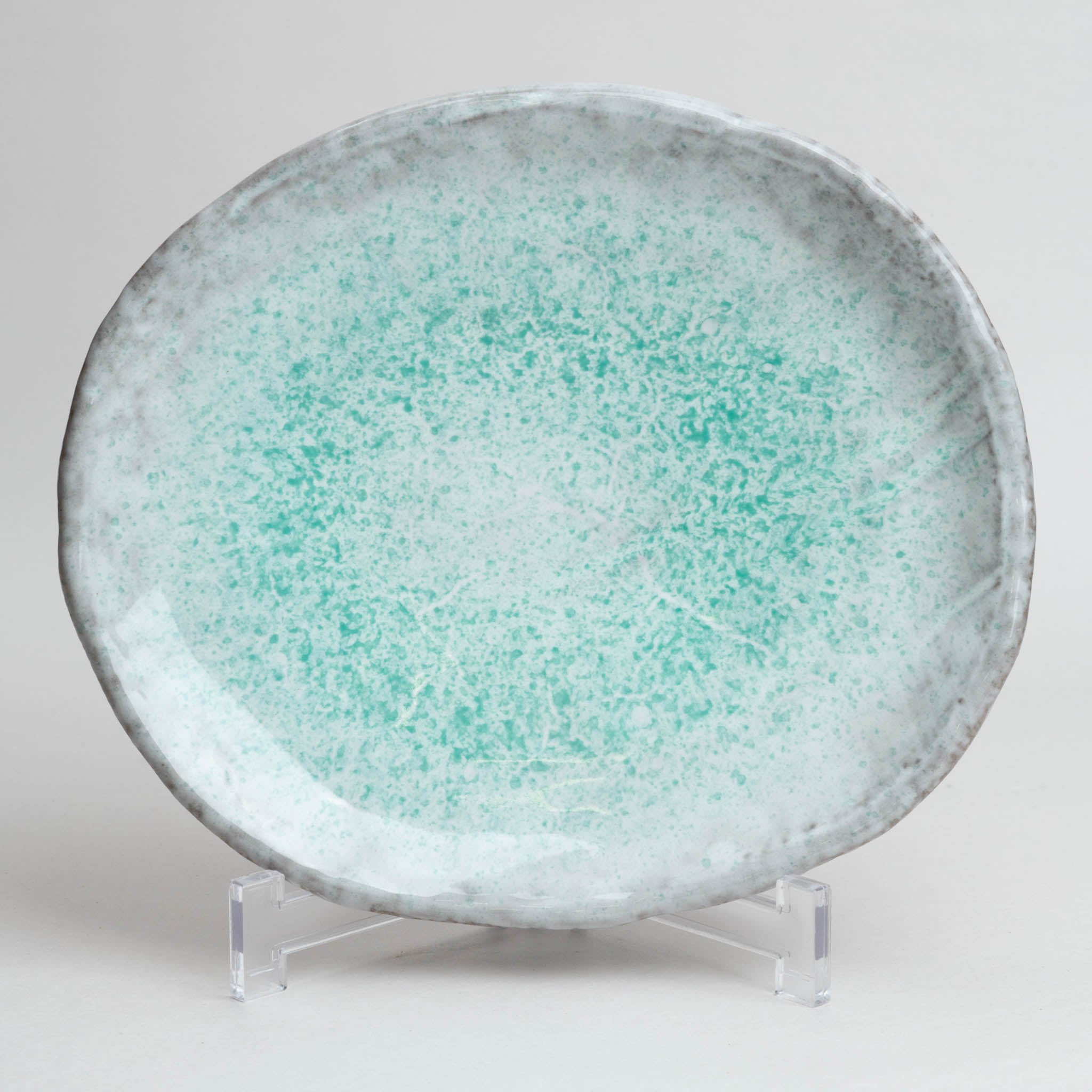 128-6116 Blue on grey oval plate