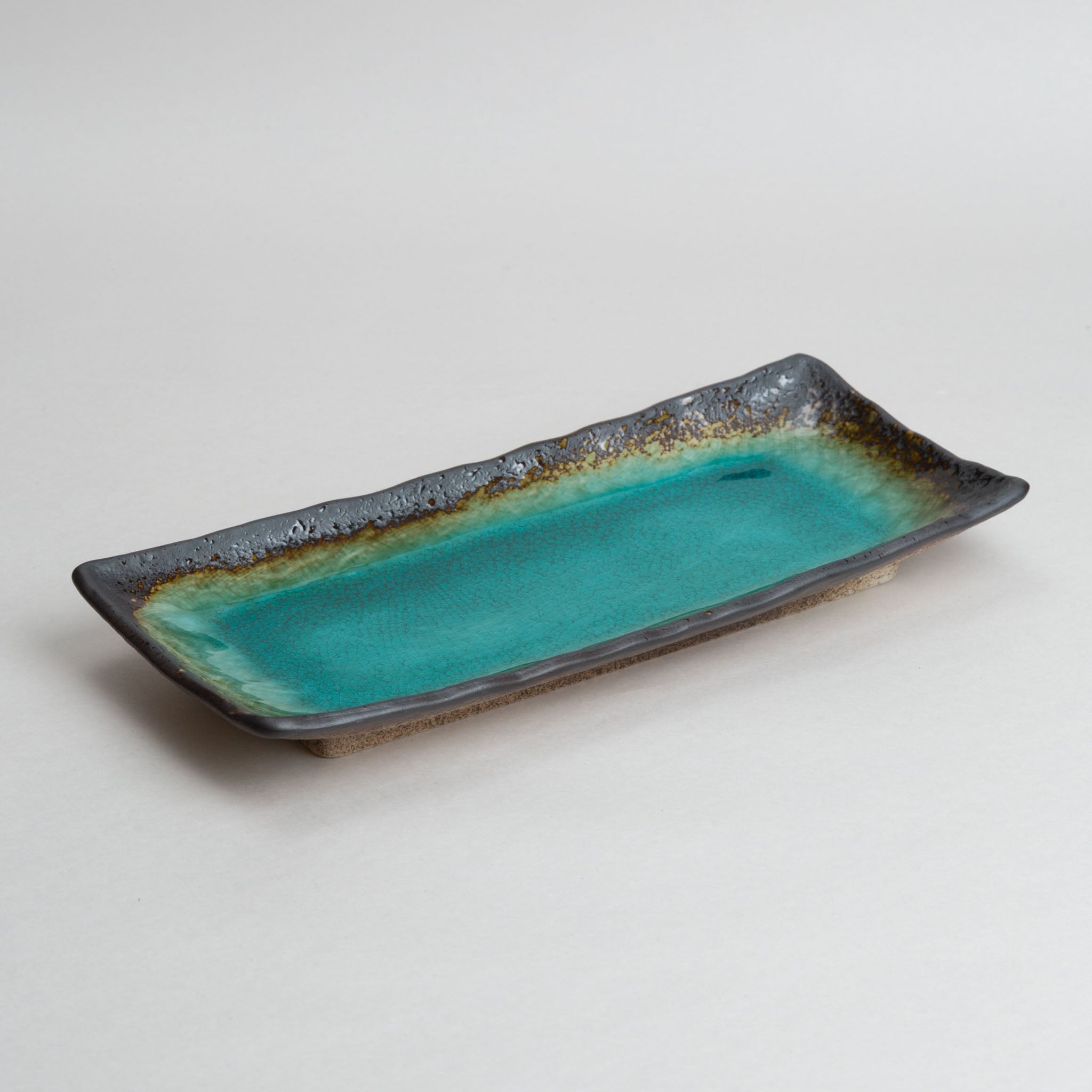 178-4482 Green crackle-glaze sanma plate