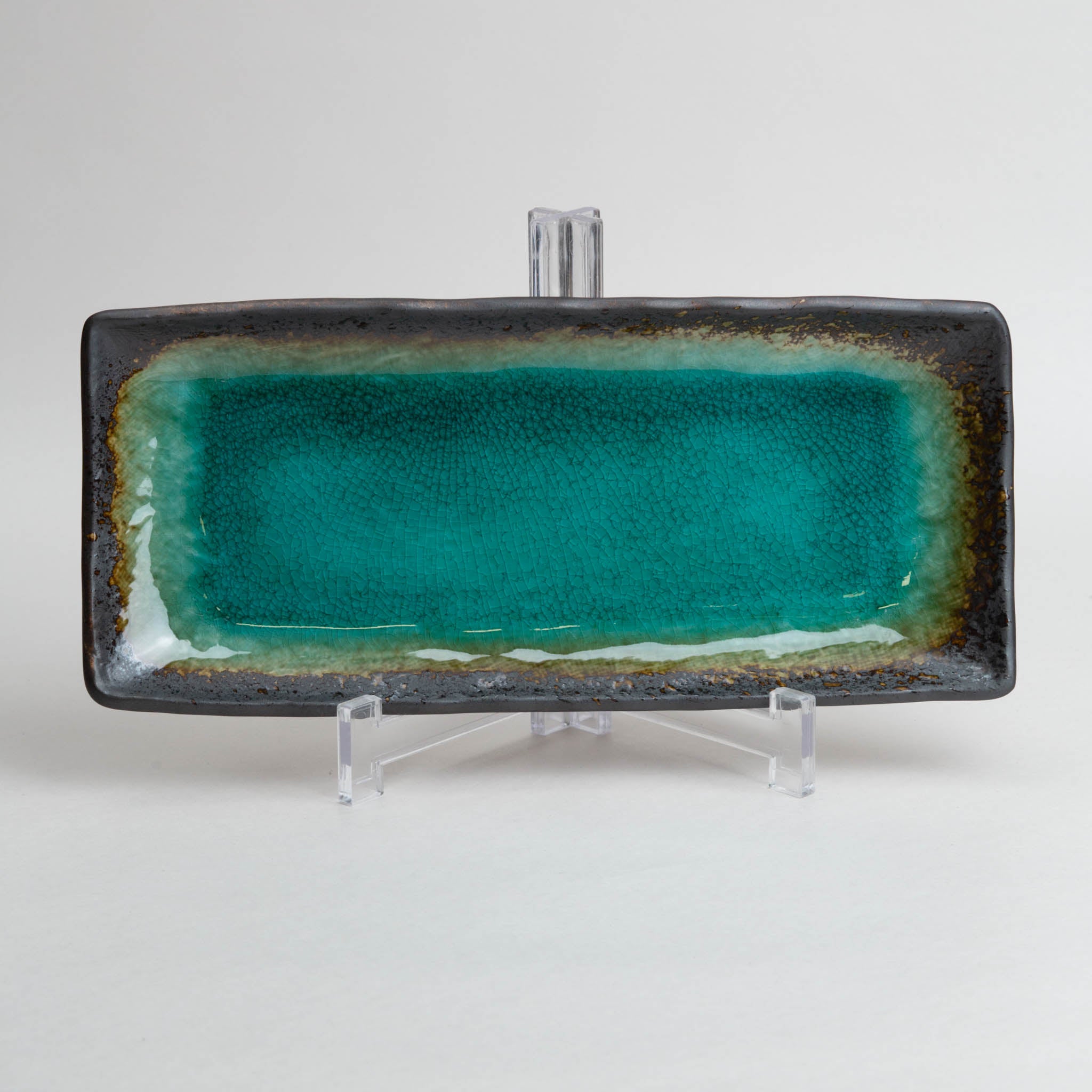 178-4482 Green crackle-glaze sanma plate
