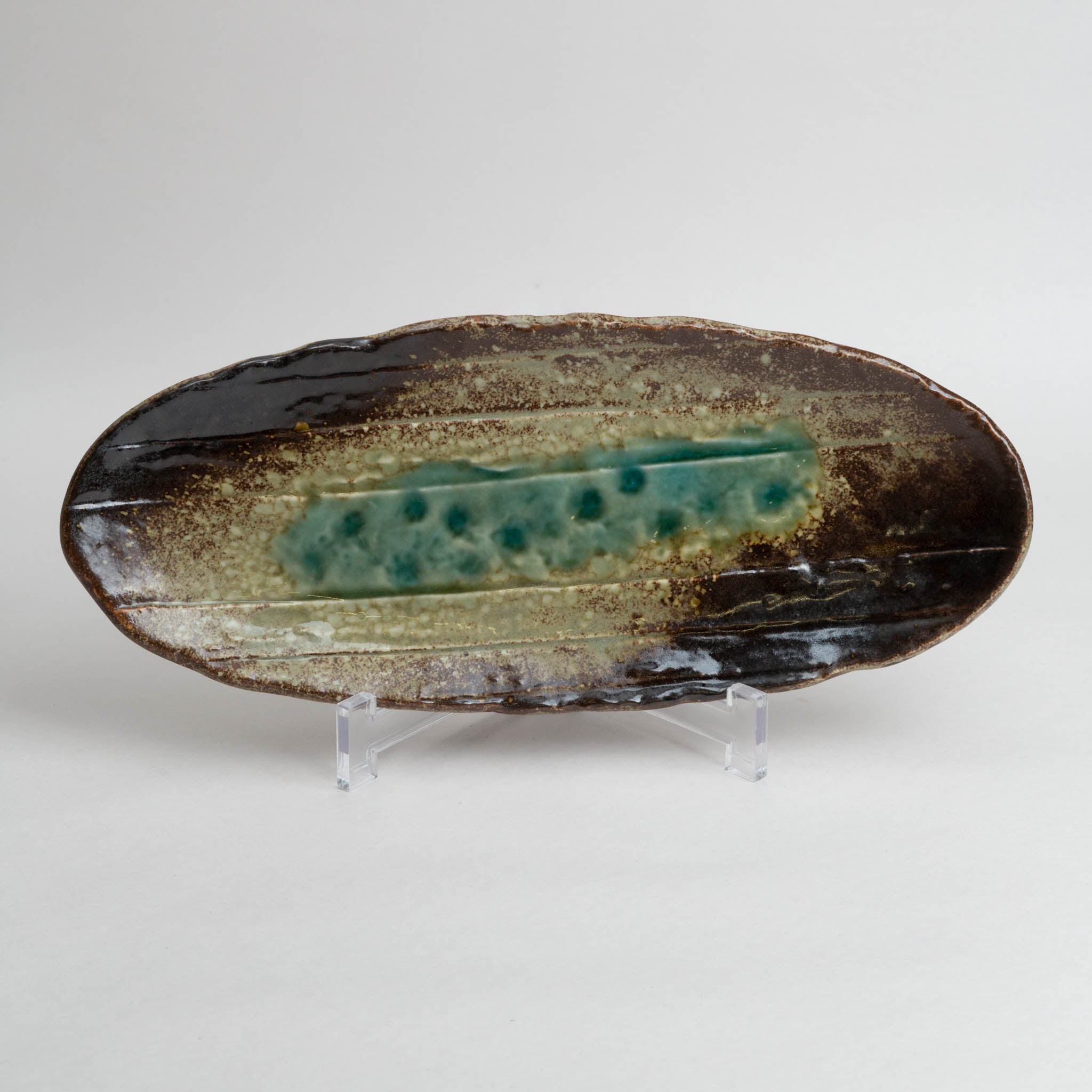178-6015 Forest green oval plate