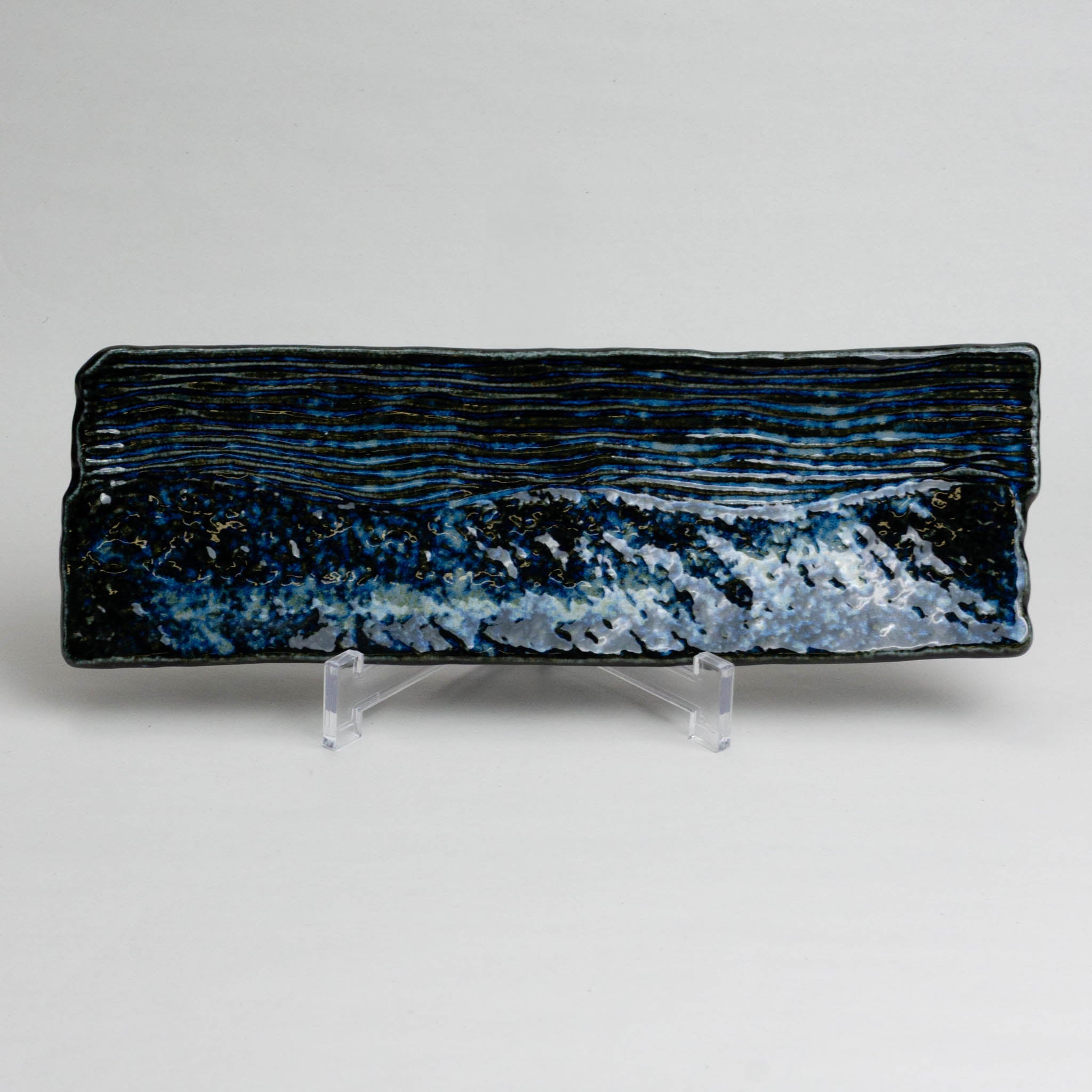 188-4689 Blue tsukidashi plate with brown edge