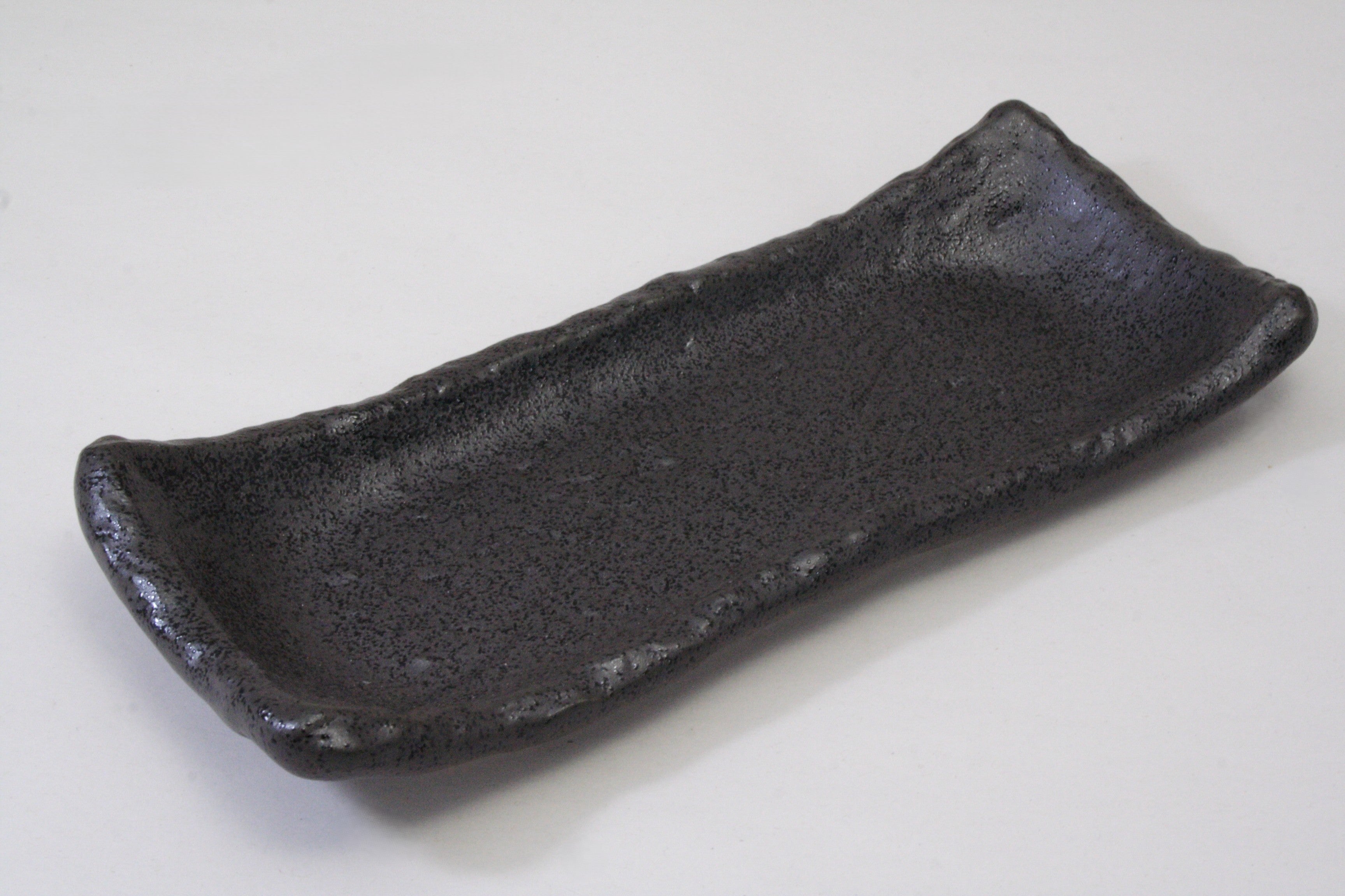 188-5489 Black small tsukidashi plate 22x10cm