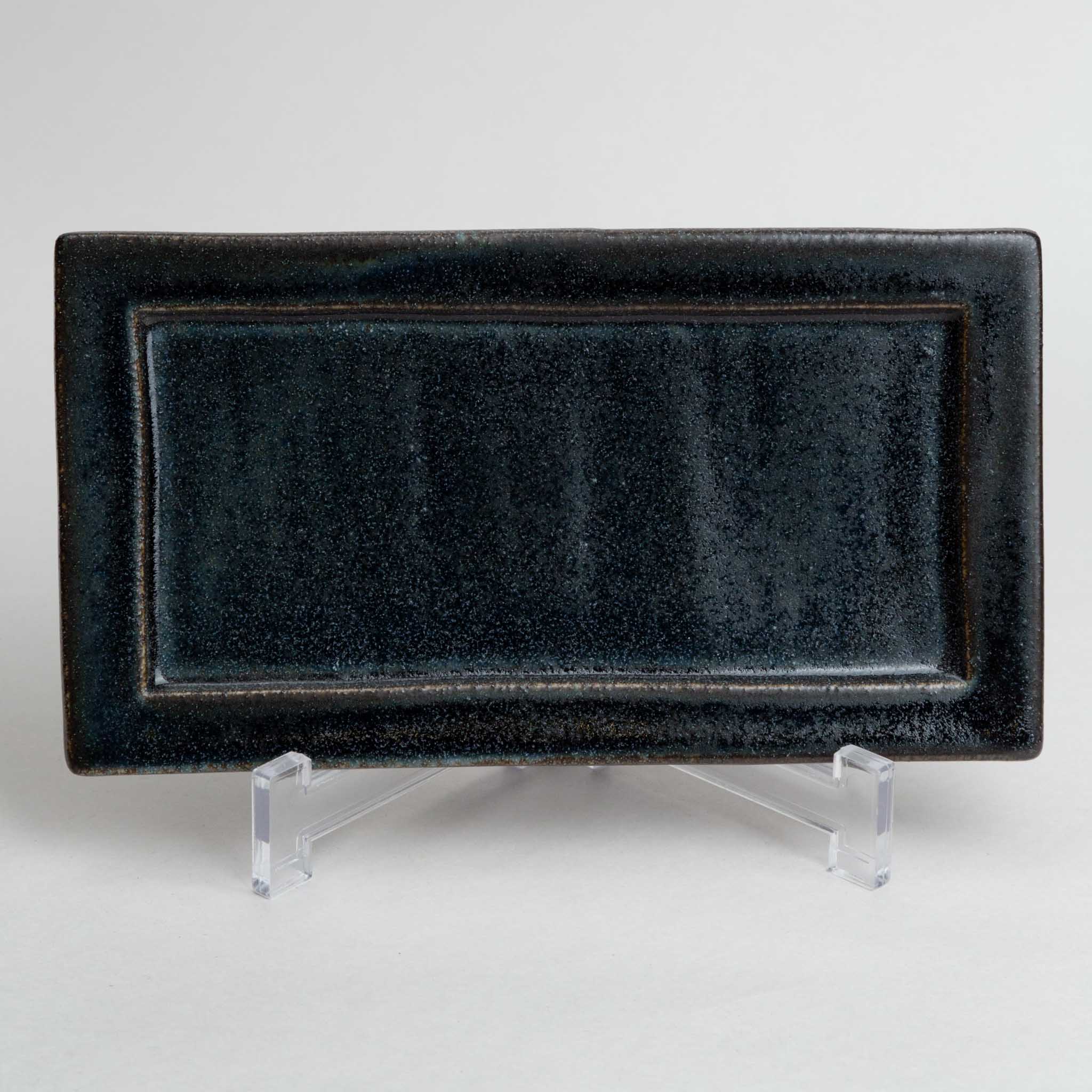 191-0564 Dark blue yakimono plate w/rim
