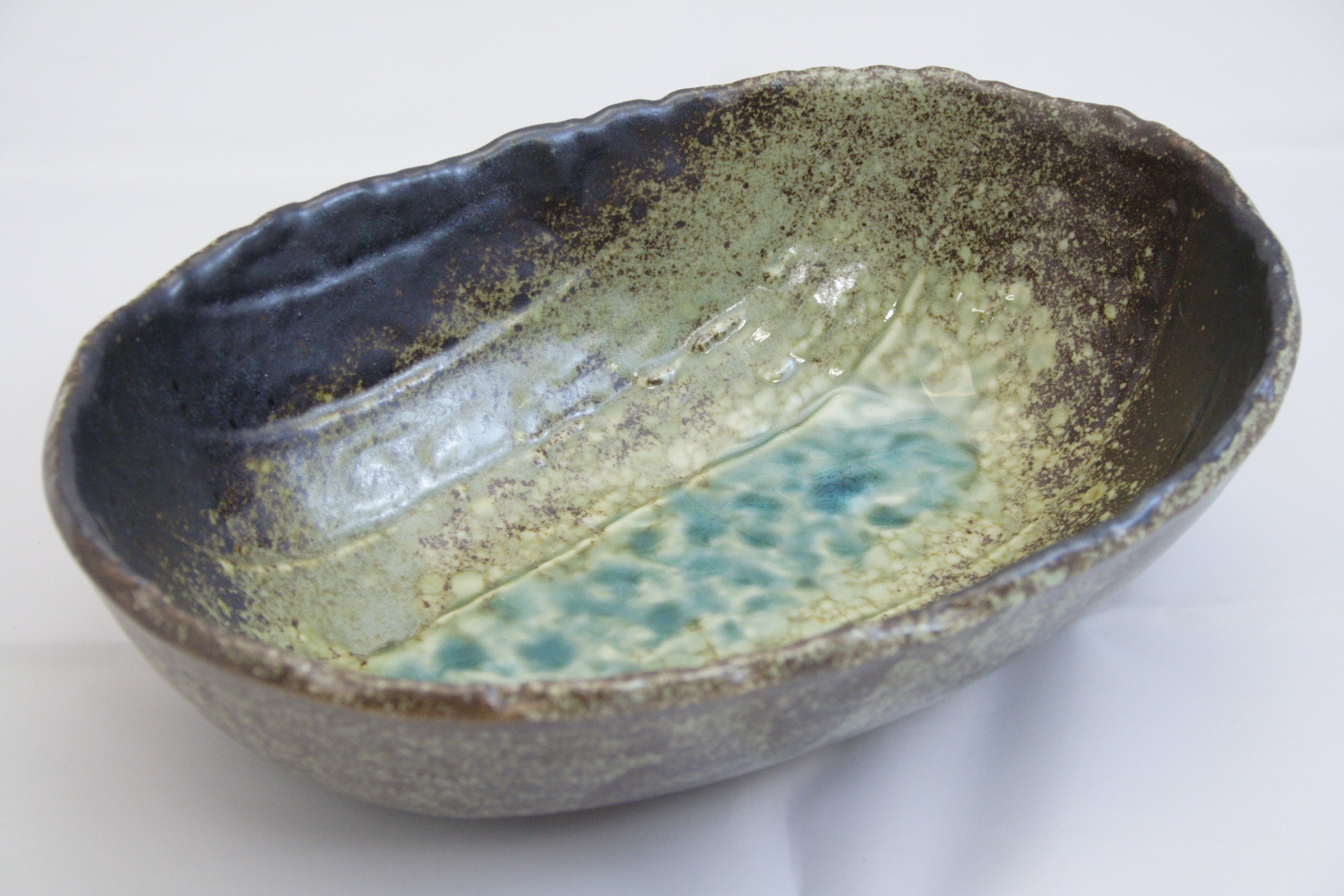 218-6003 Forest green oval large serving bowl