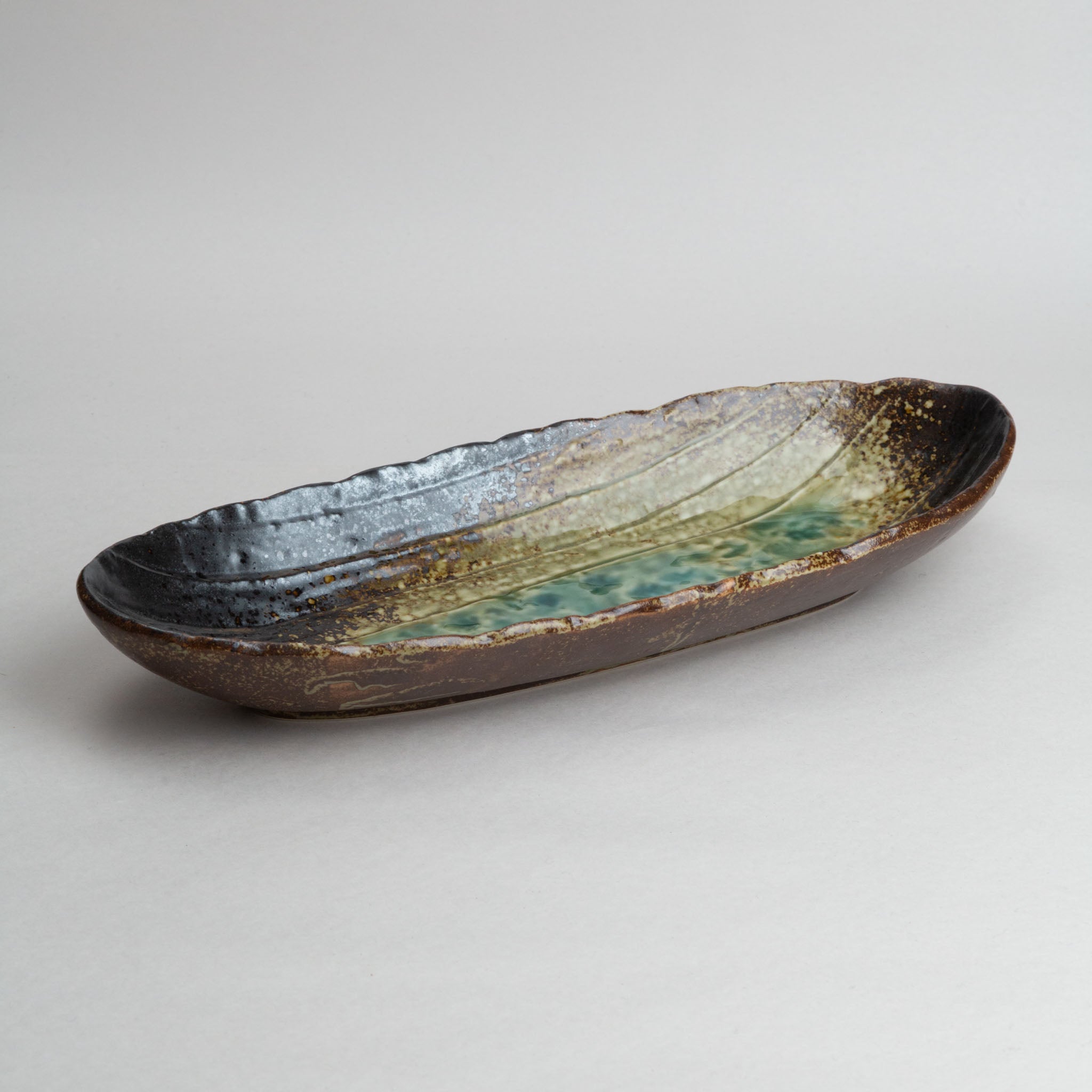 218-6016 Forest green oval long serving bowl