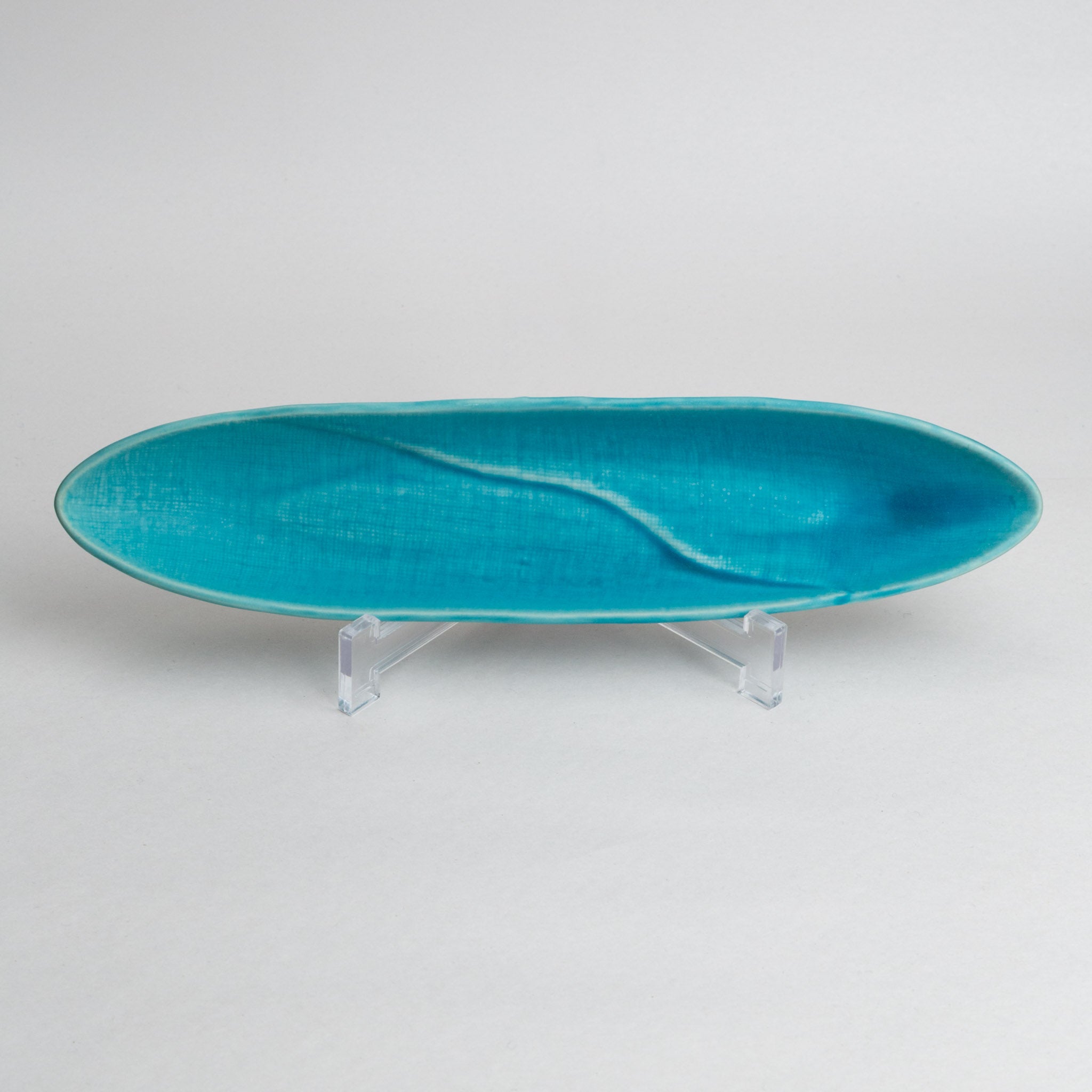 221-0511 sky blue long oval bowl