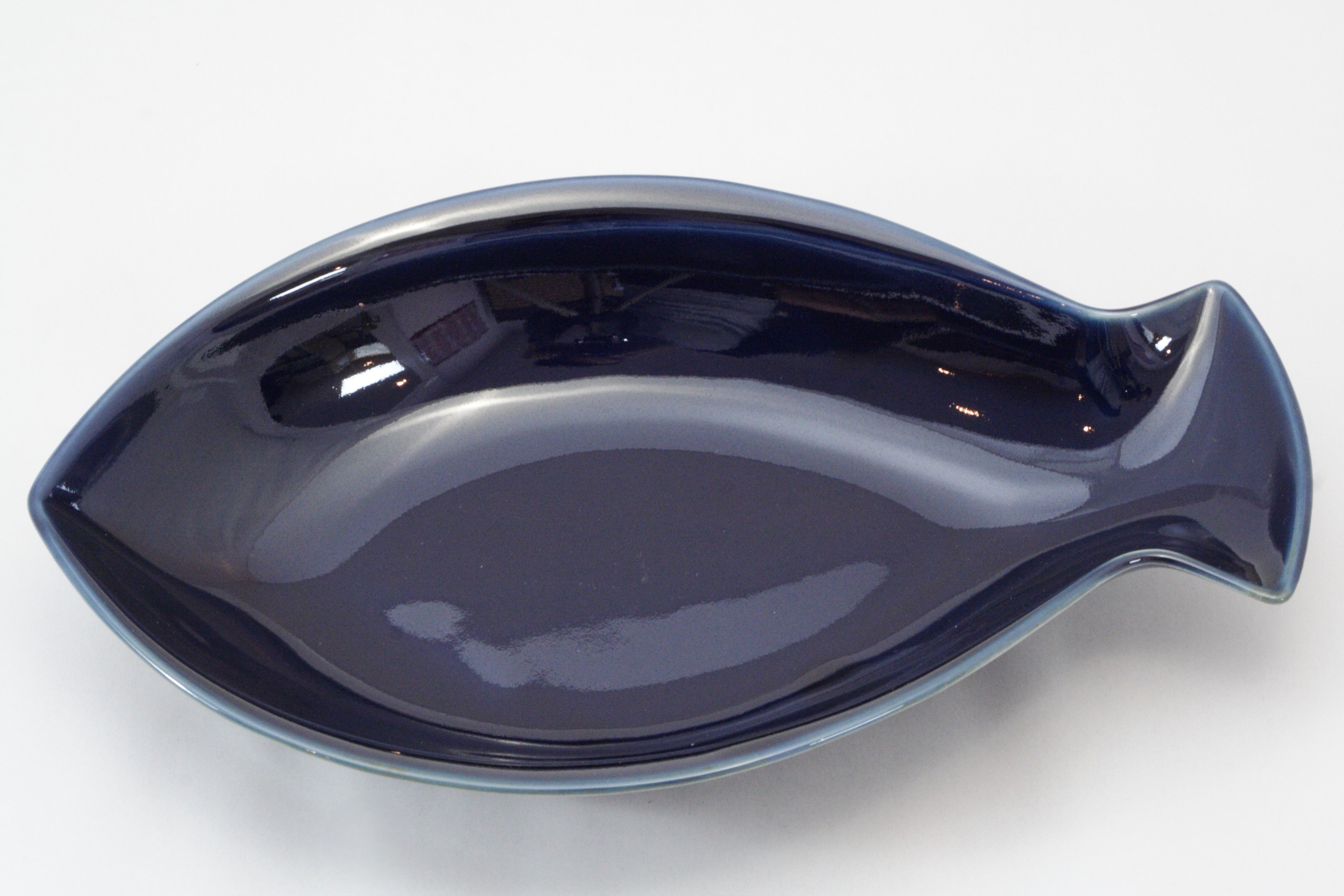 228-4876 Blue fish shaped shallow bowl