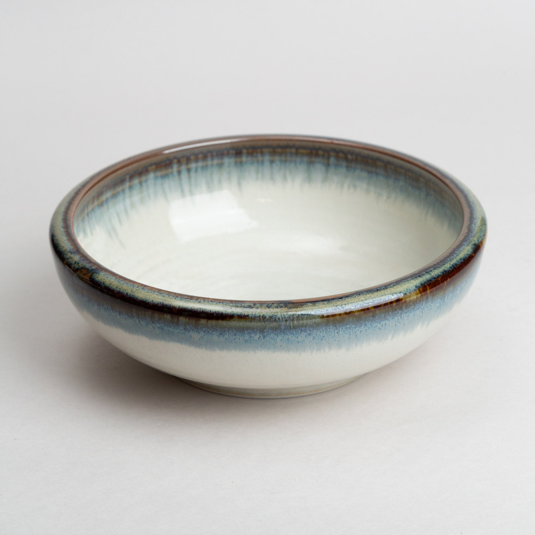 228-4946 White thick medium bowl with blue edge 17cm