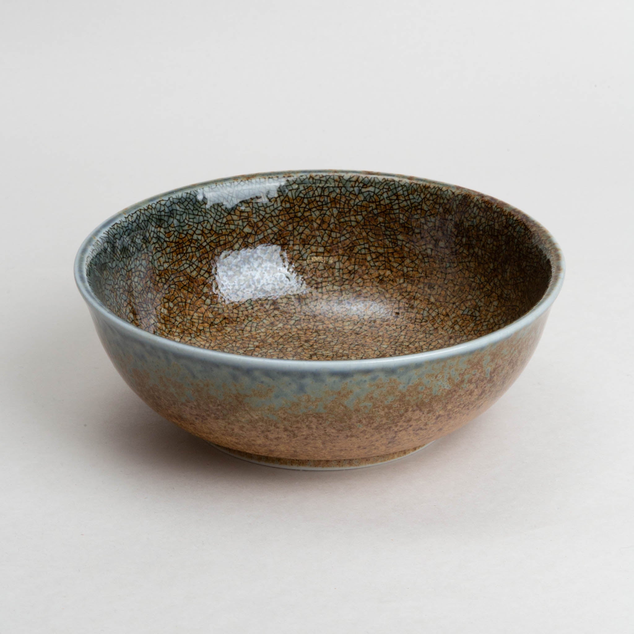 228-4980 Blue on brown medium bowl