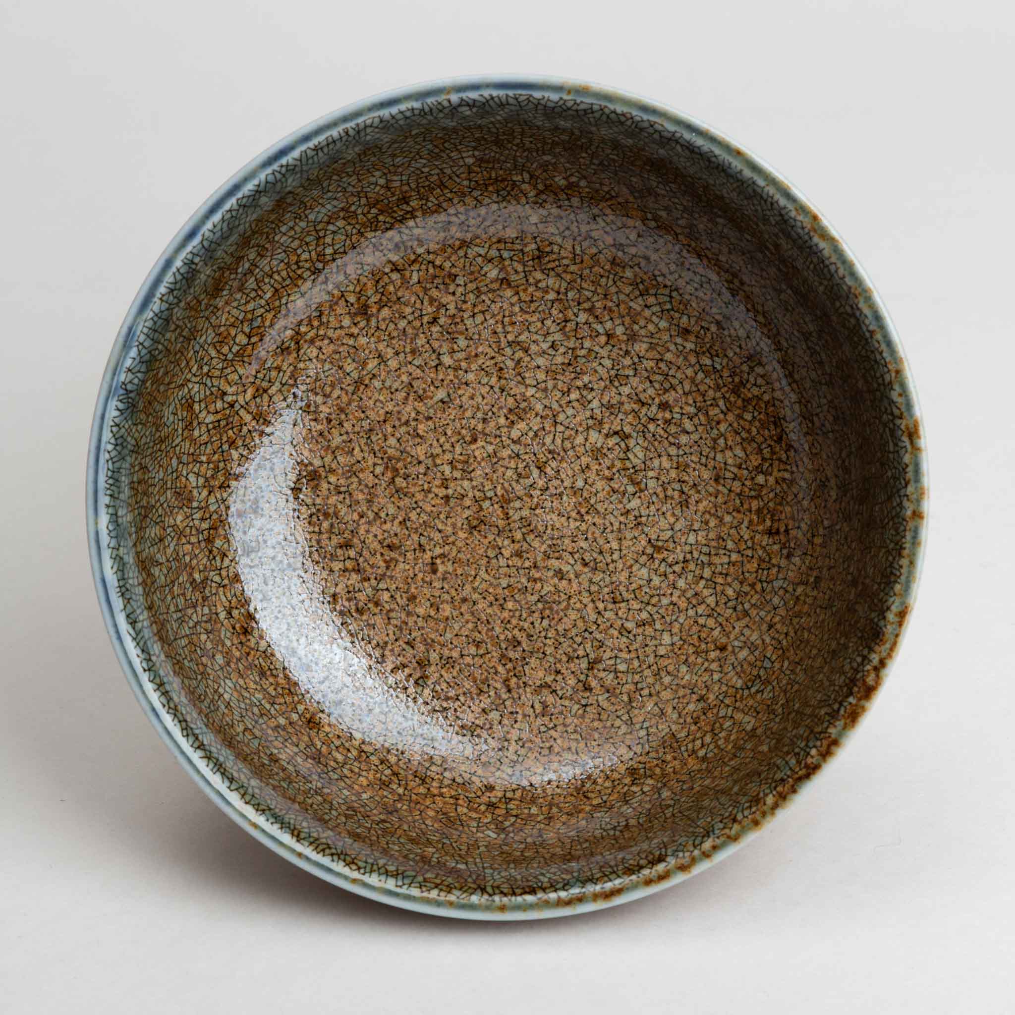 228-4980 Blue on brown medium bowl