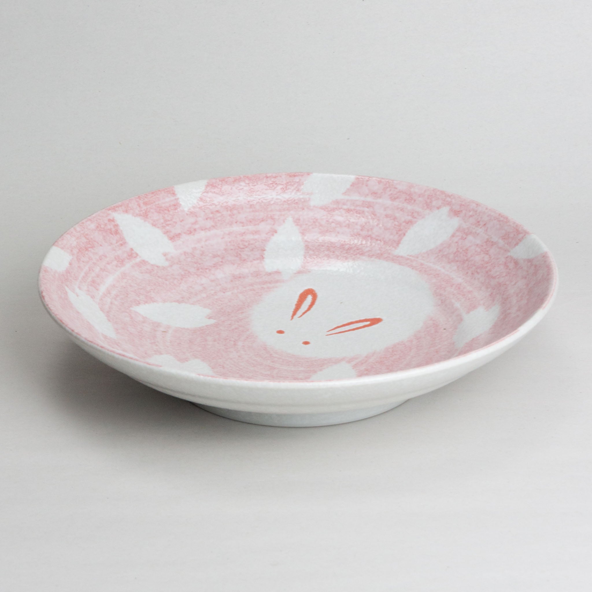 231-0308 Pink rabbit shallow bowl