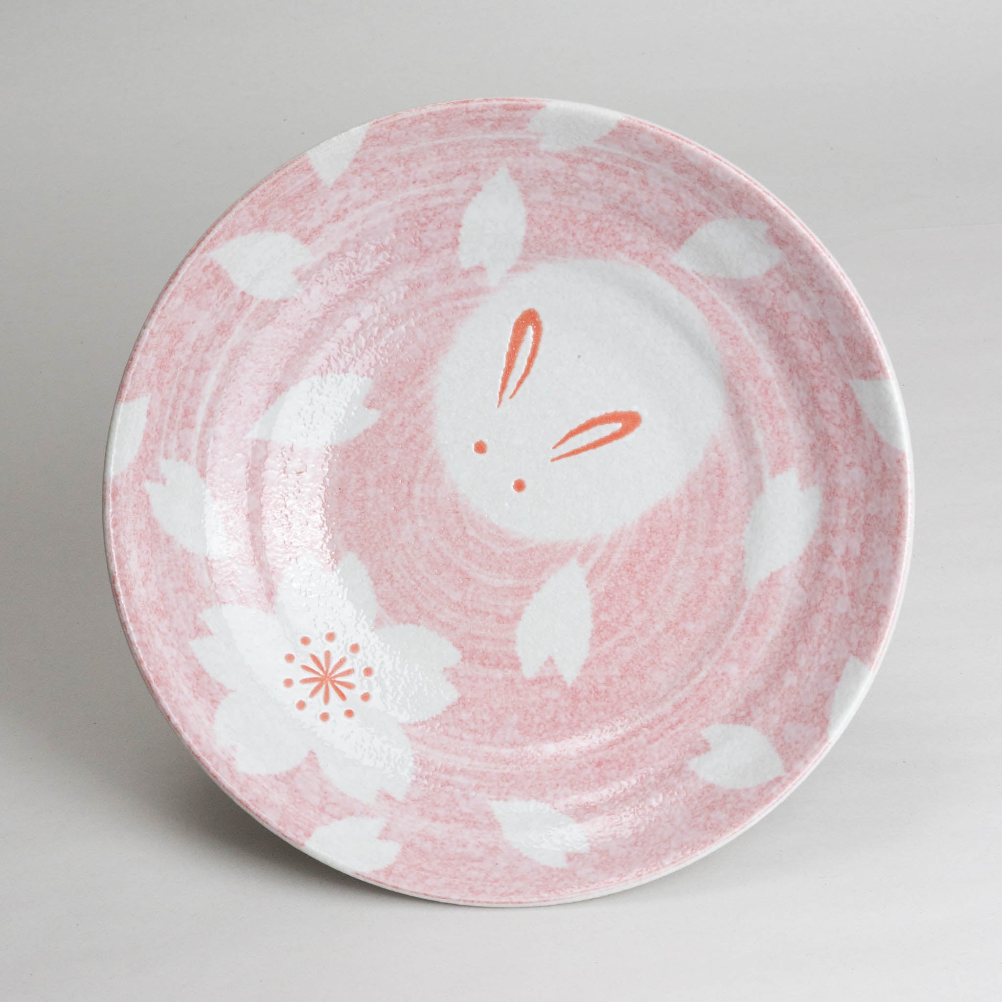 231-0308 Pink rabbit shallow bowl