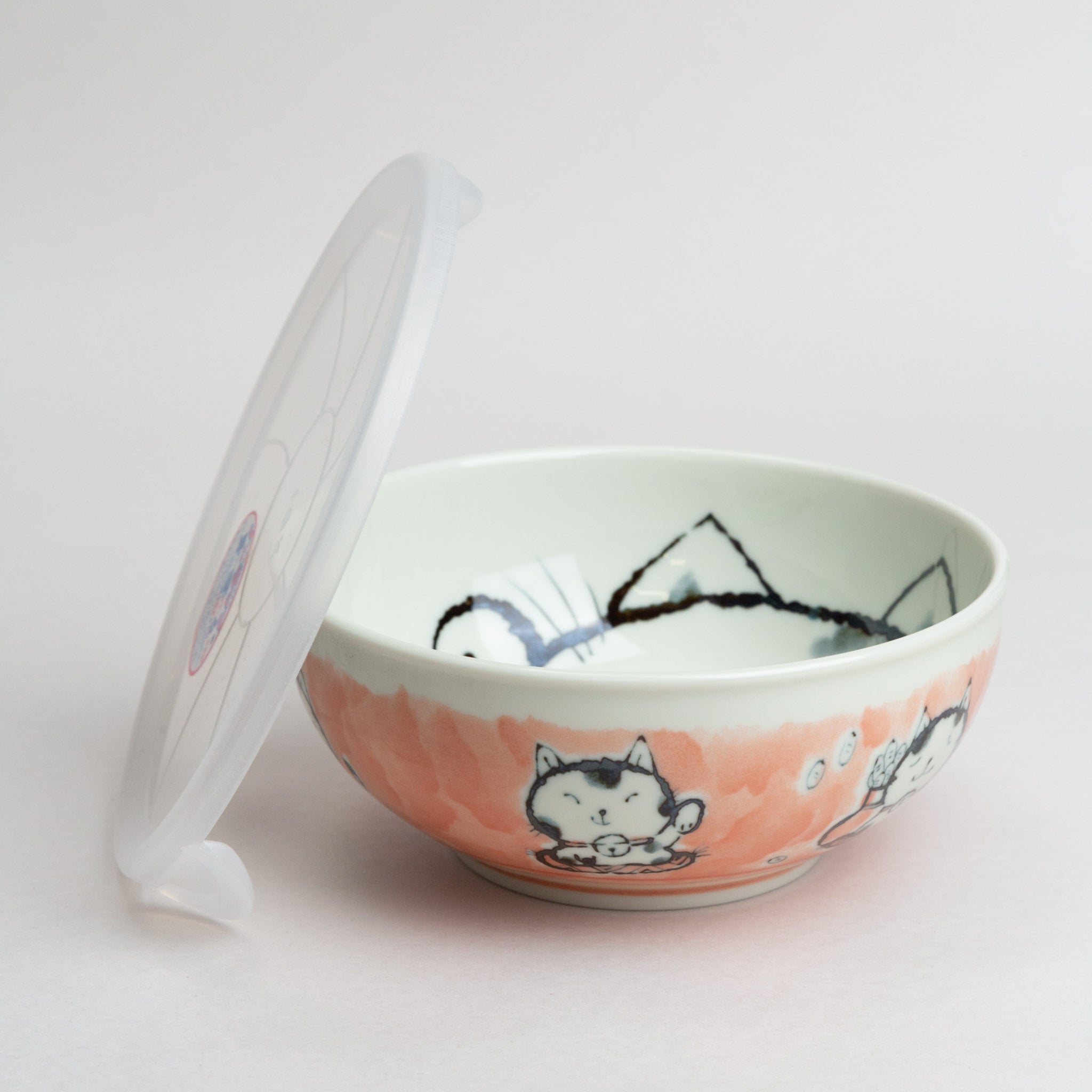 278-3277 Red Lucky Cat Bowl With Lid 16Cm