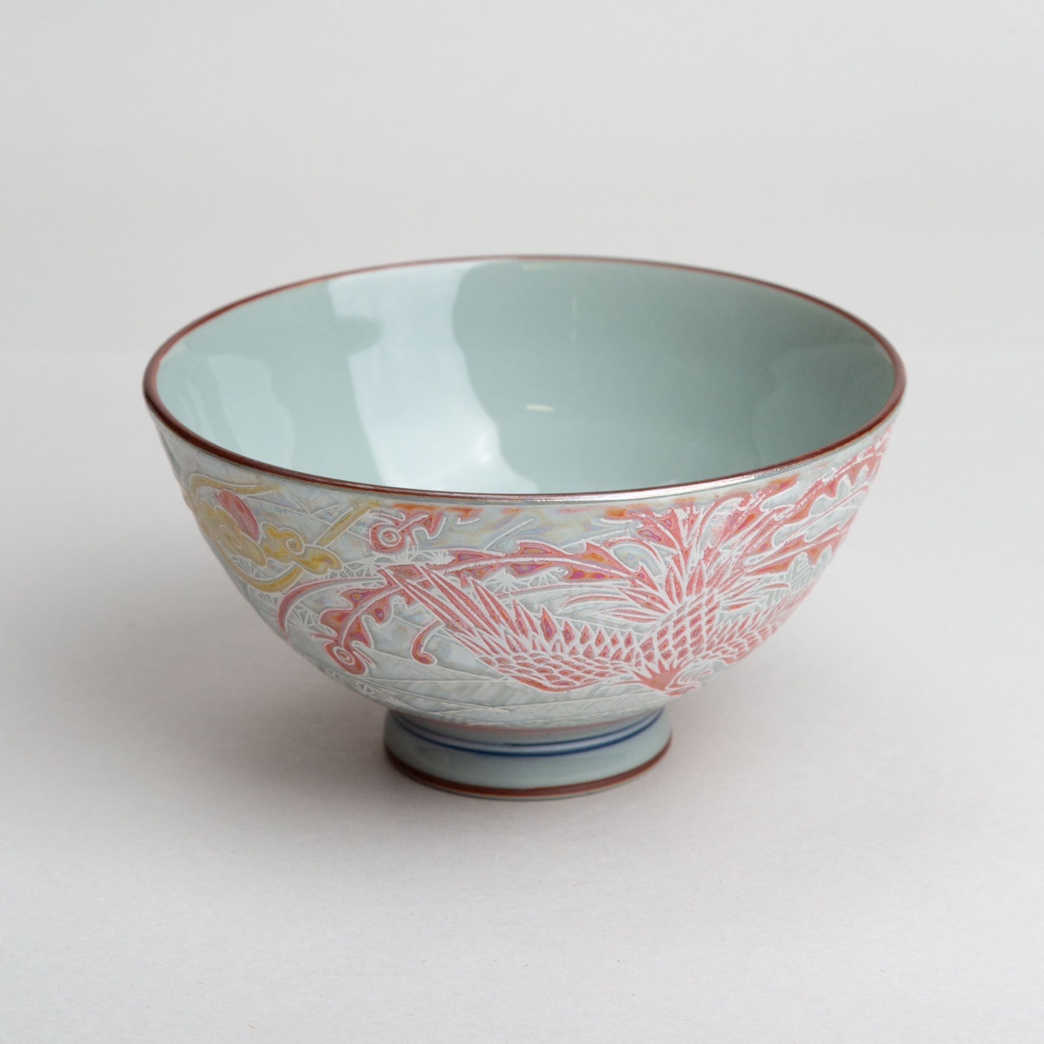 341-0580 Luster red phoenix rice bowl M