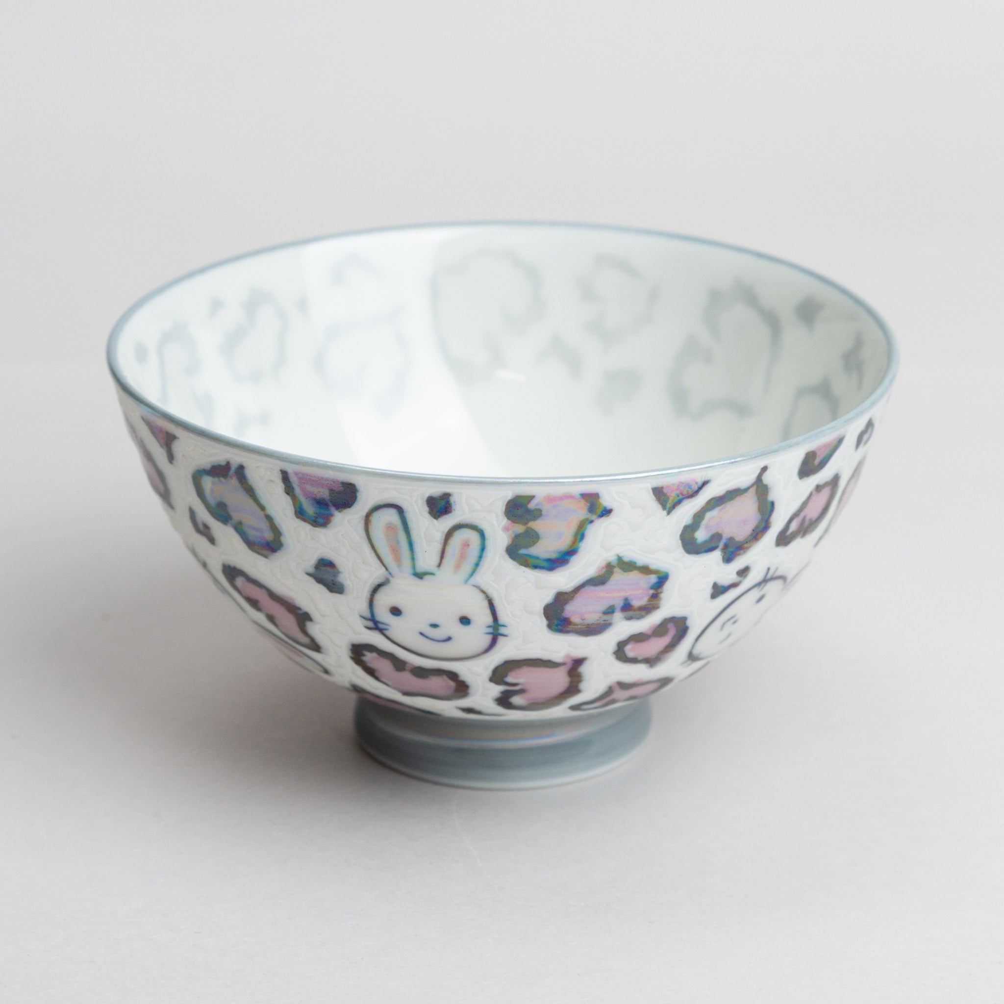 341-1075 Lustre purple rabbit rice bowl M