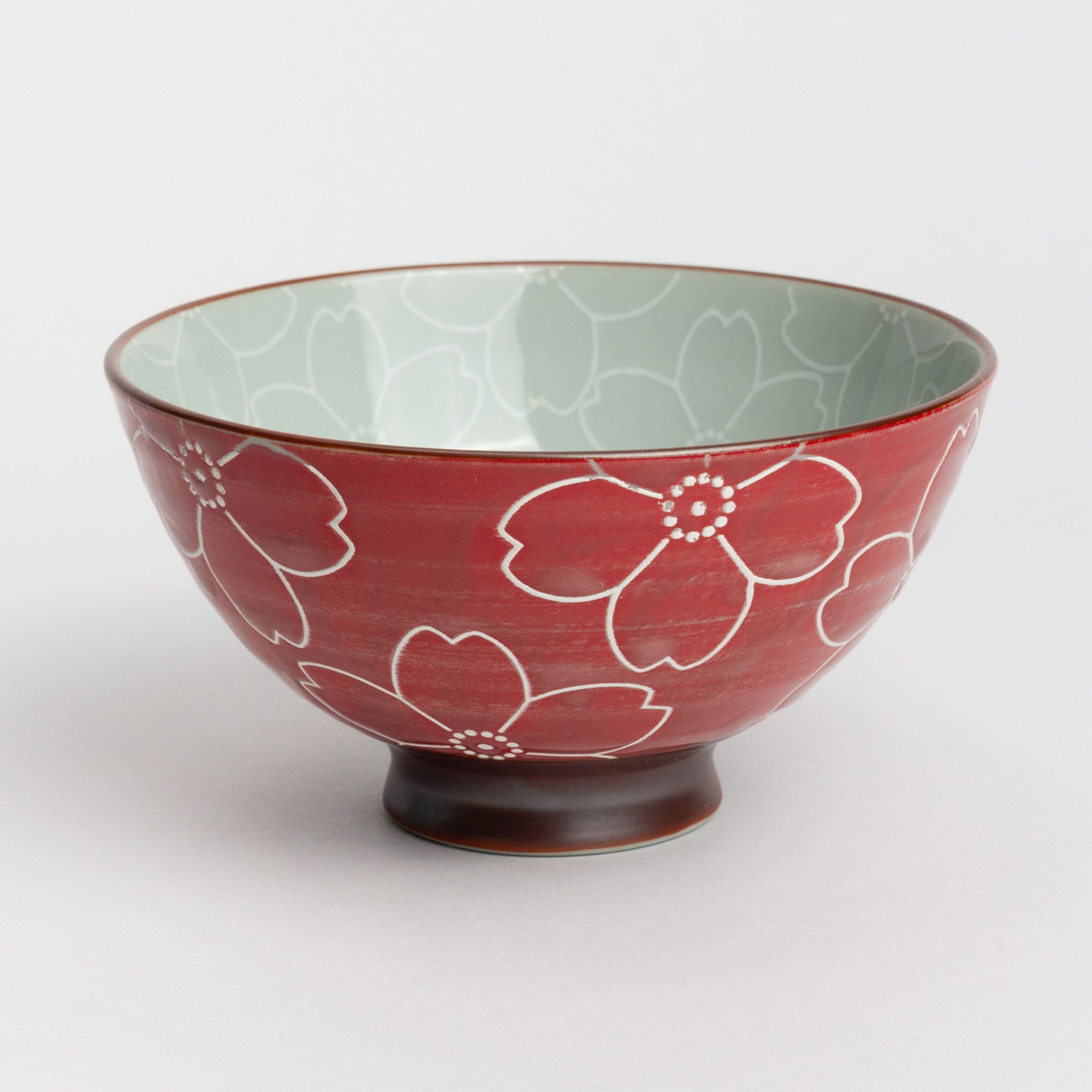 341-1758 Red sakura rice bowl M