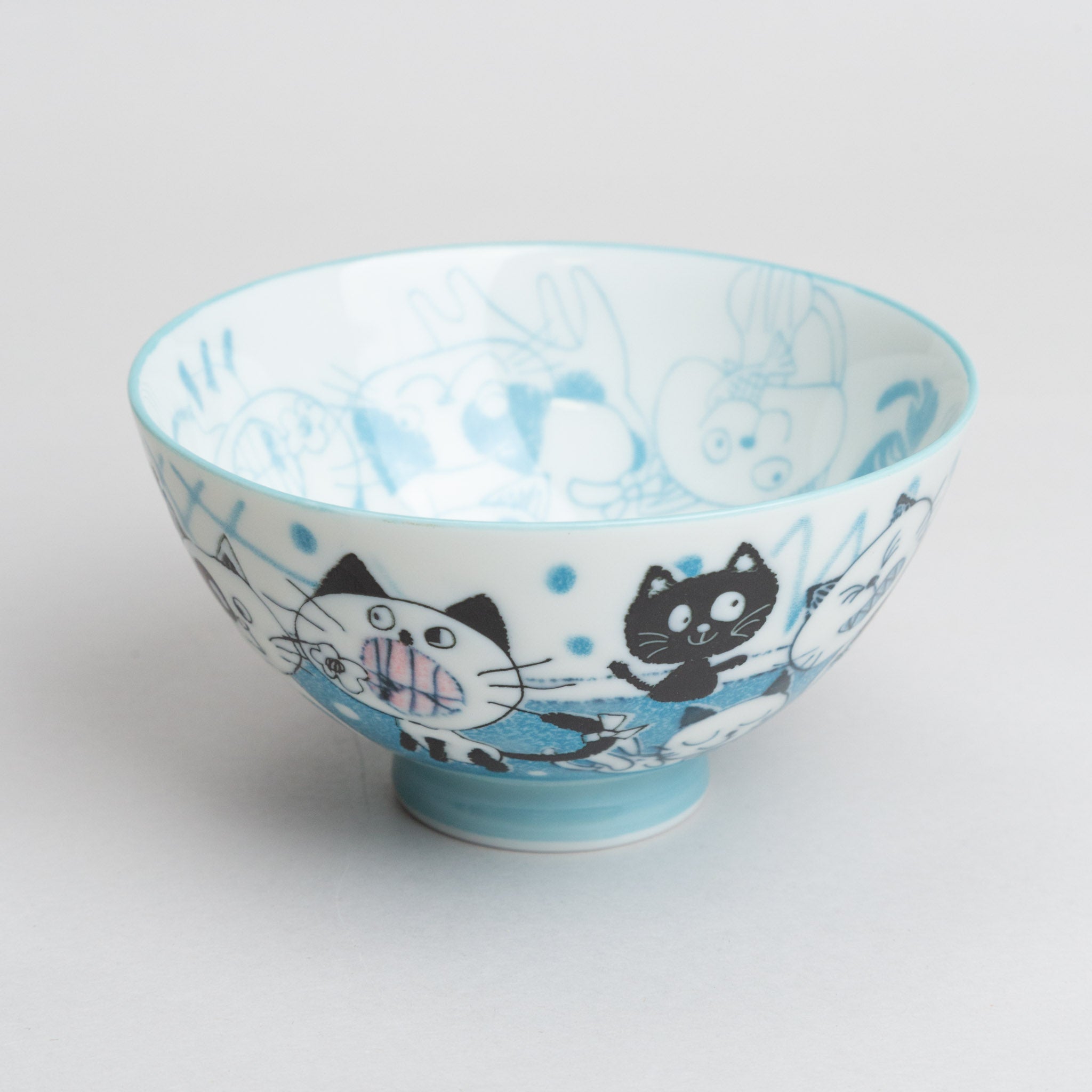348-4710 Blue funny cats rice bowl M