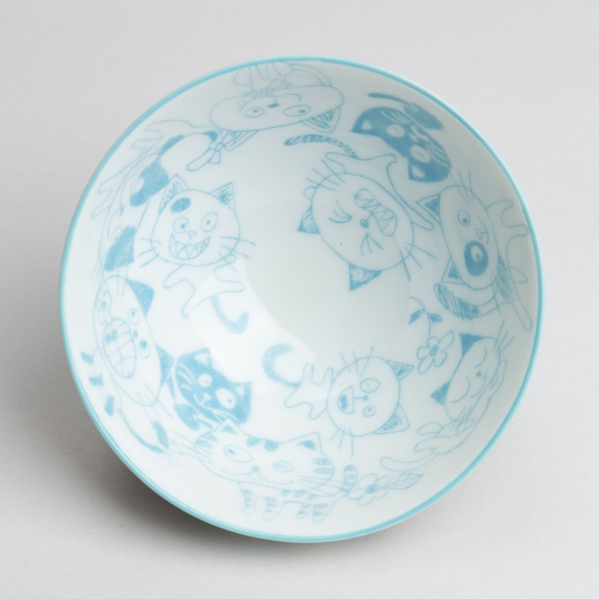 348-4710 Blue funny cats rice bowl M