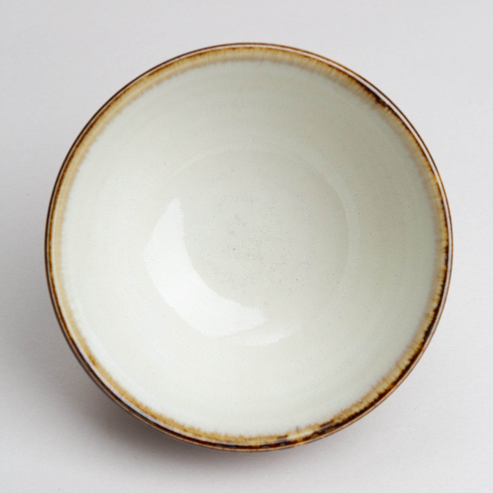 348-6101 White rice bowl with brown edge