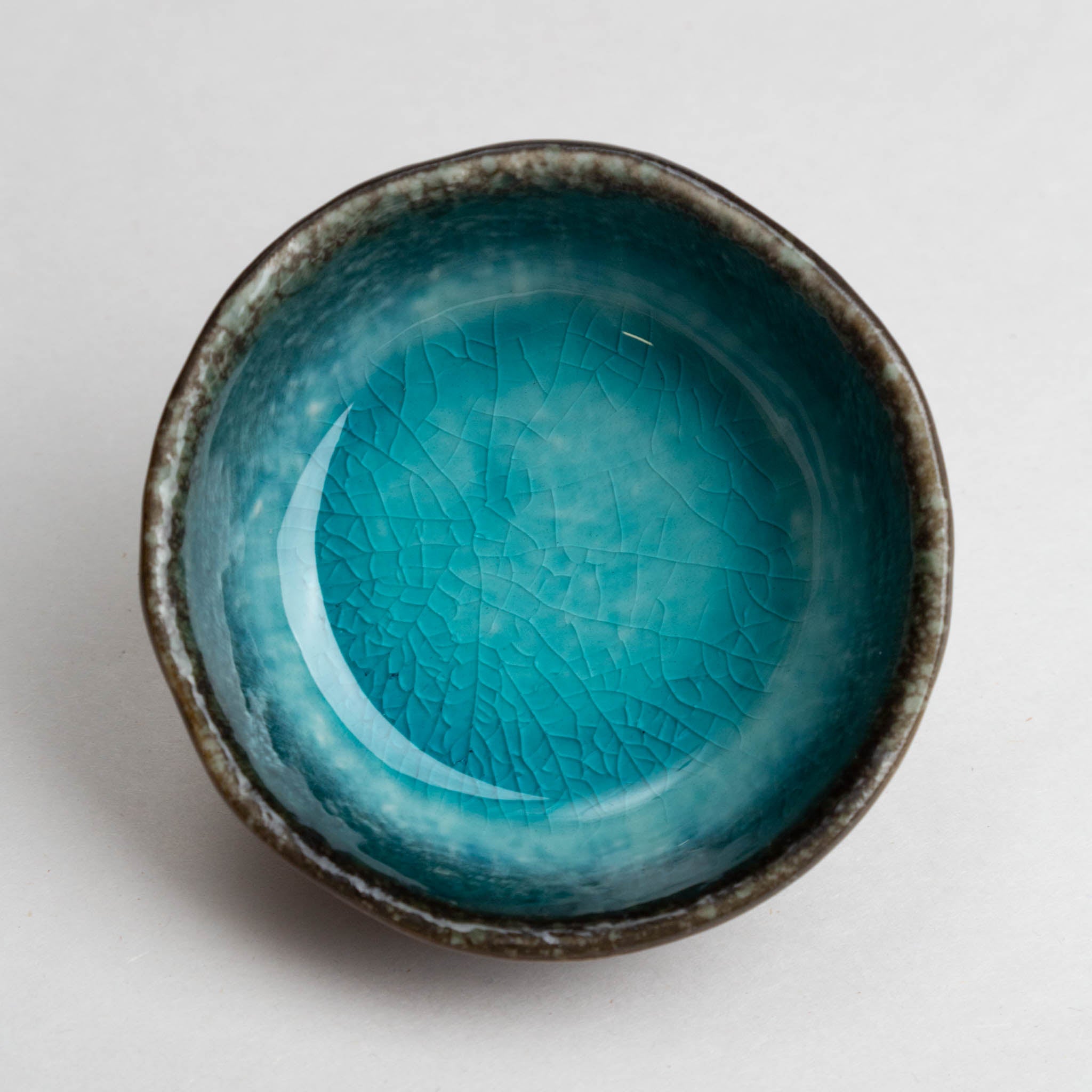 411-0138 Blue crackle-glaze ramekin