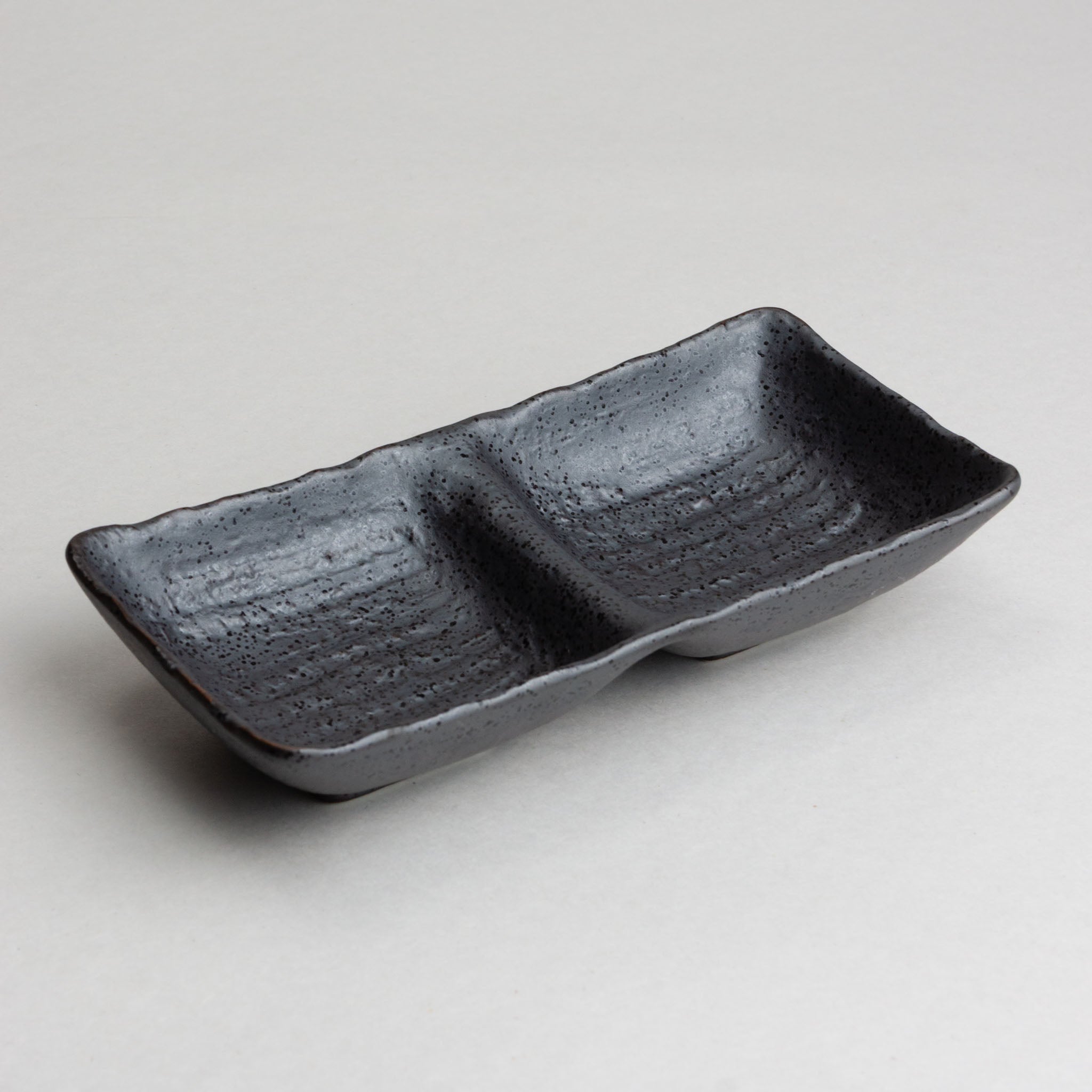 438-1426 Two sectioned black sauce dish