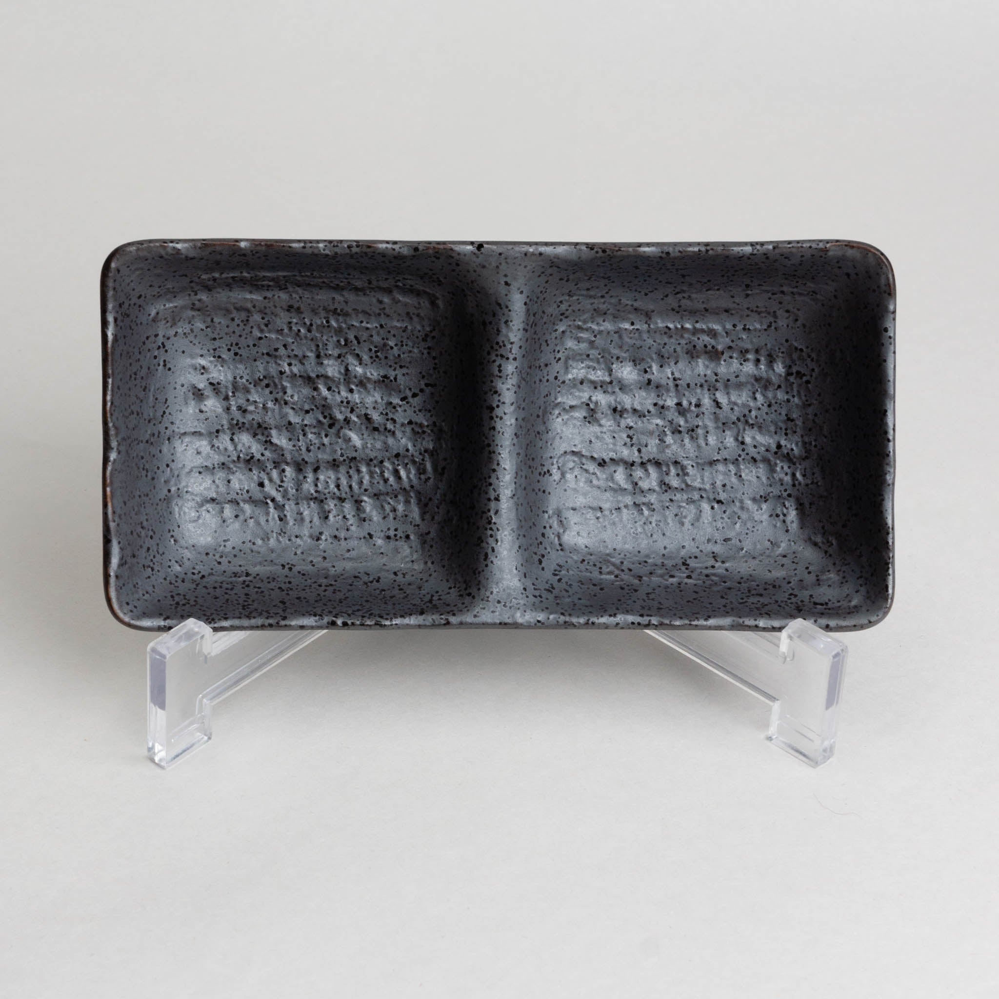 438-1426 Two sectioned black sauce dish