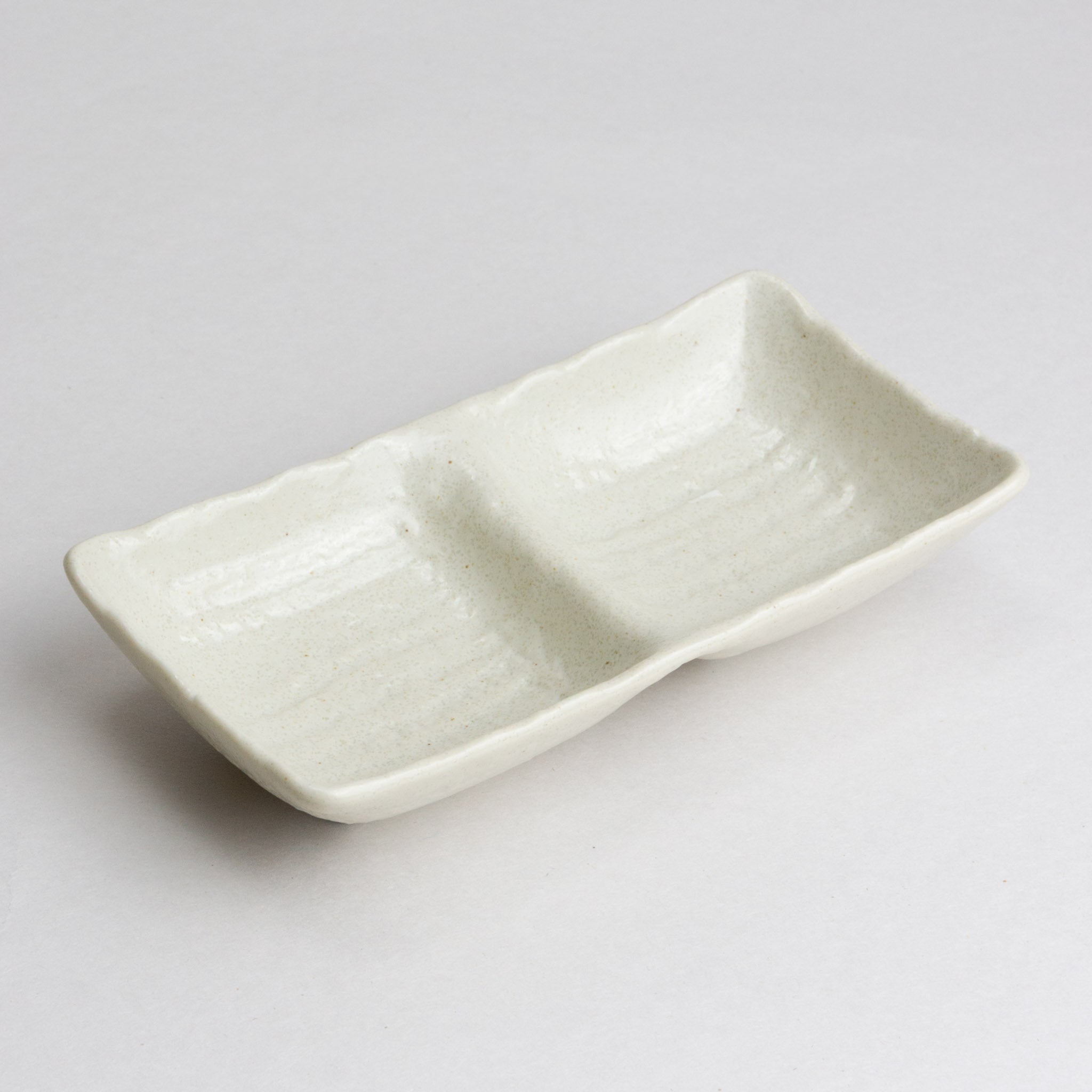 438-4560 Two sectioned white sauce dish