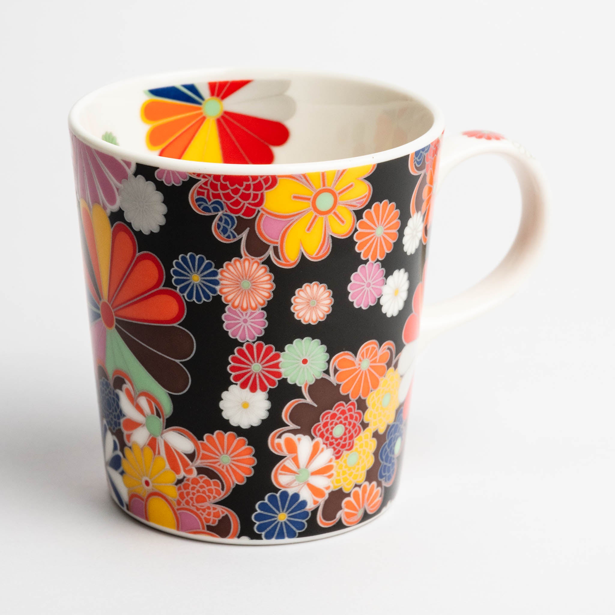 531-1643 Black flower mug