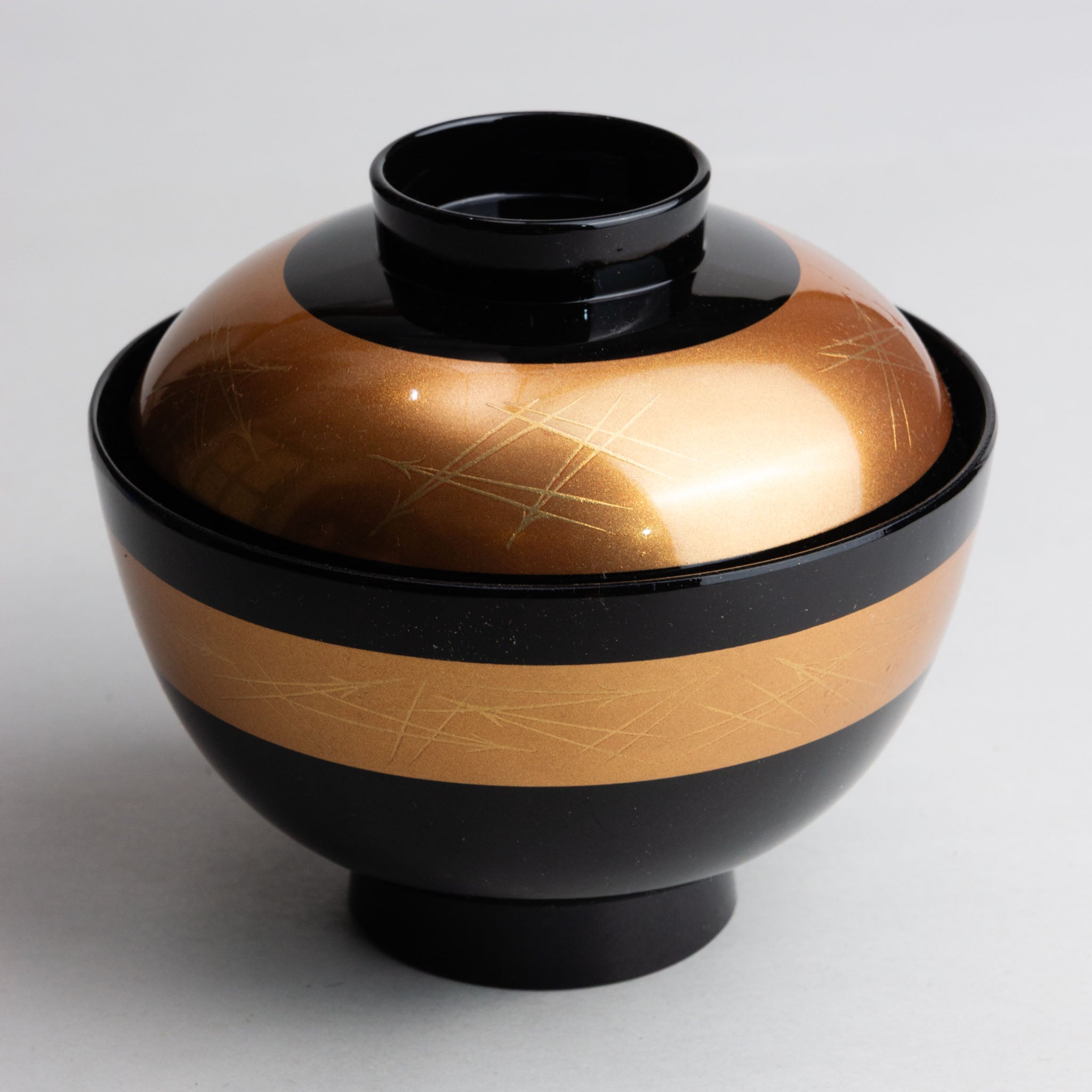 731-0953 Gold pine leaf soup bowl w/lid